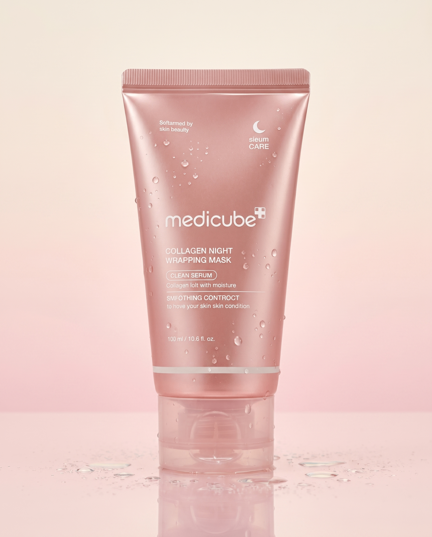 Medicube Collagen Night Wrapping Mask sur fond pastel.